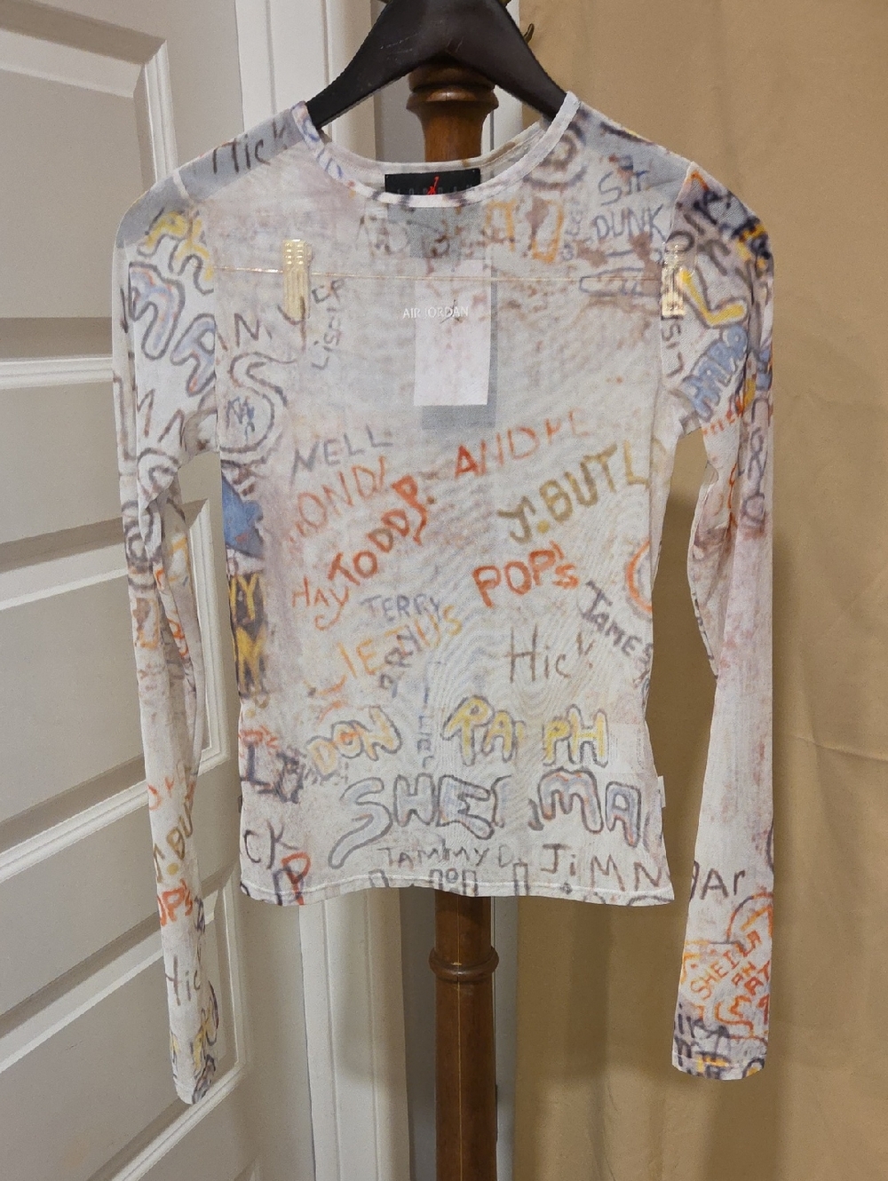 Jordan Sheer Top With Graffiti Detail